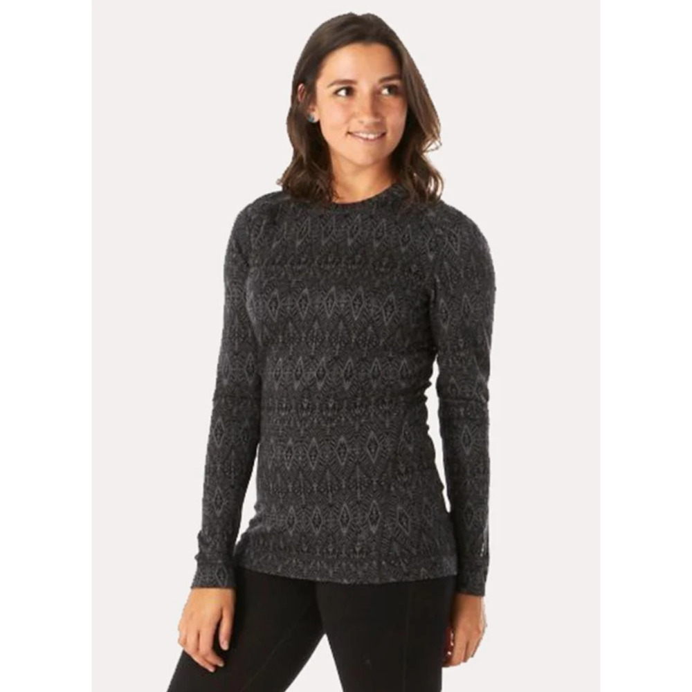 Smartwool Merino 250 Women Base Layer Top Gray Geometric Wool Thermal Sz M Gorp